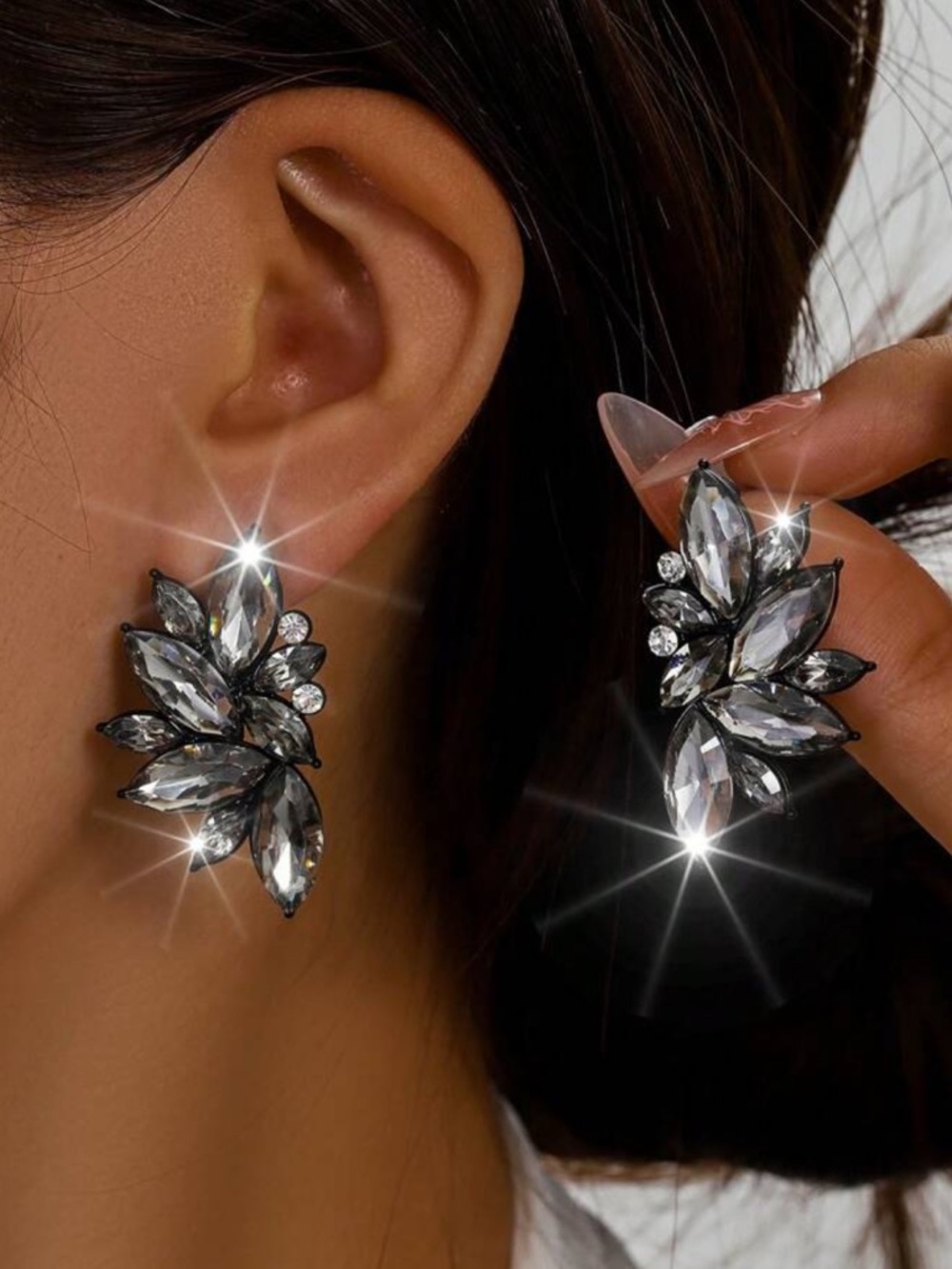 Retro Cluster Crystal Dangle Earrings Rhinestone Statement‎ Stud Earrings